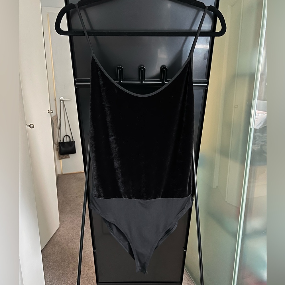Elegant Black Velvet Bodysuit